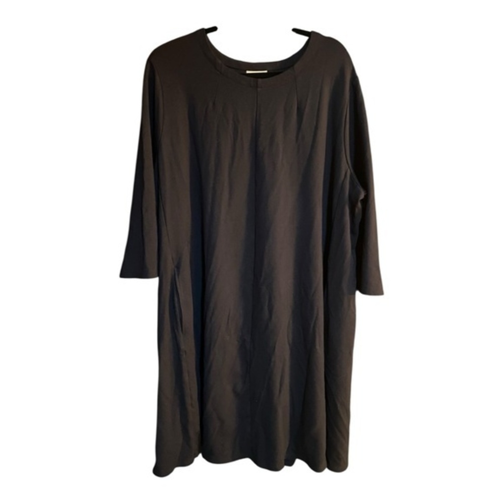 J. Jill Black Ponte Dress Size 3X Knee Length Business Casual 3/4 Sleeves